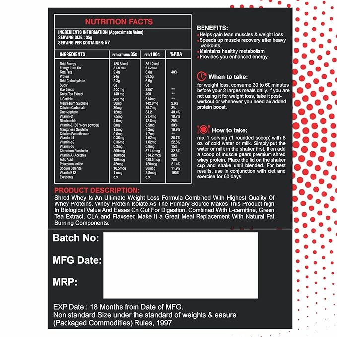 MUSCLE GEAR SHERD WHEY PROTEIN PREMIUM WHEY - Image 7