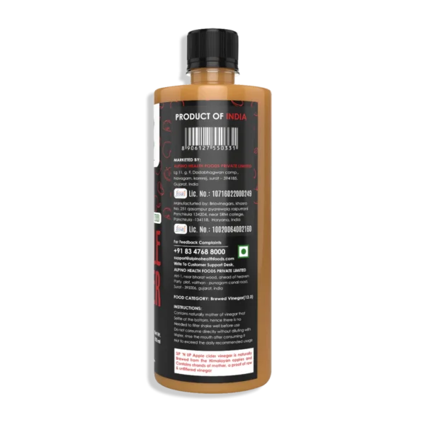 ALPINO APPLE CIDER VINEGAR 500ML 100% RAW & UNFILTERED - Image 3