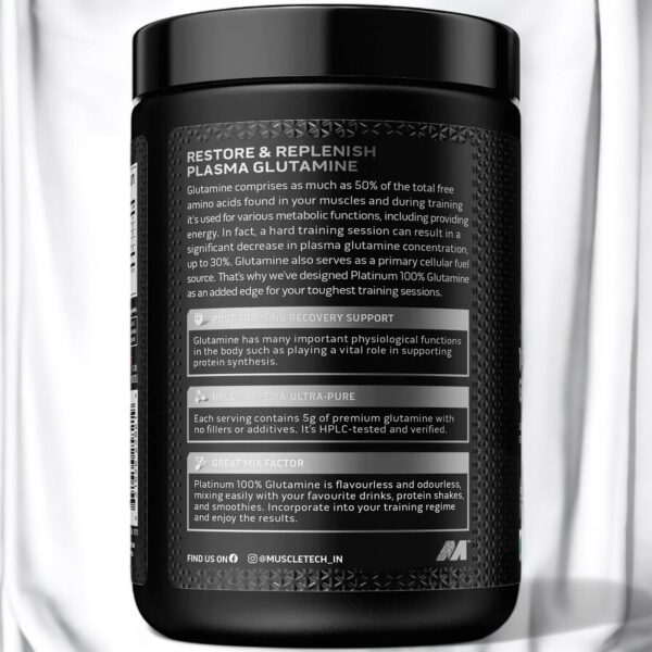 MUSCLETECH PLATINUM 100% GLUTAMINE 250G - Image 3