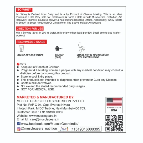 MUSCLE GEAR ISO WHEY PROTEIN HYDROLYSATE - Image 6