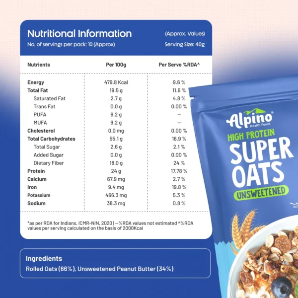 HIGH PROTEIN SUPER ROLLED OATS UNSWEETENED 1KG - Image 4