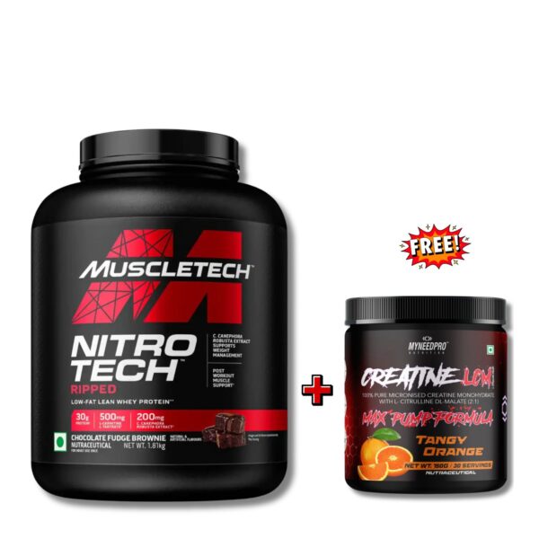 MUSCLETECH NITRO-TECH RIPPED WHEY PROTEIN POWDER 1.8 KG CREATINE LCM FREE