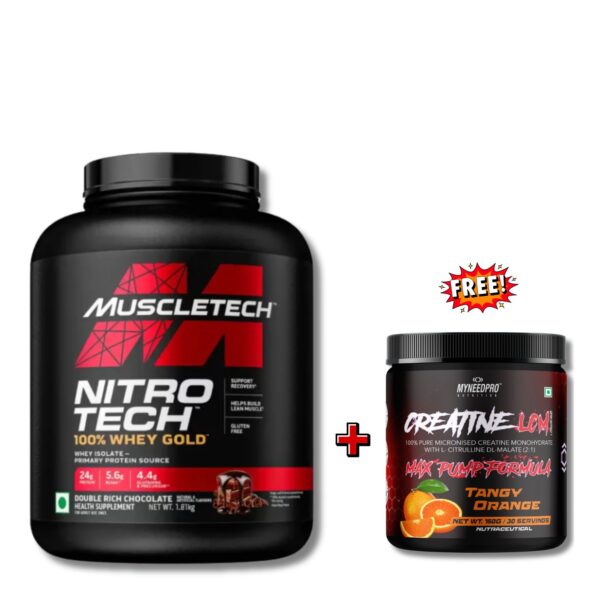 MUSCLETECH NITROTECH 100% WHEY GOLD PERFORMANCE SERIES - 1.81 Kg (4 Lb), DOUBLE RICH CHOCOLATE CREATINE LCM FREE
