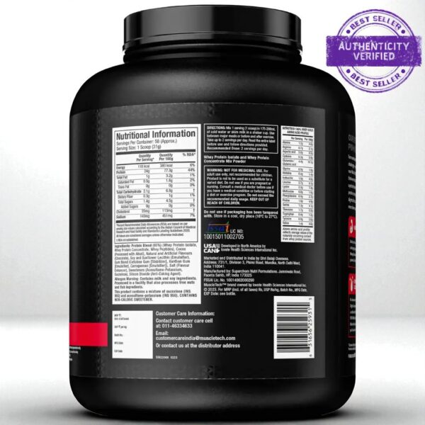 MUSCLETECH NITROTECH 100% WHEY GOLD PERFORMANCE SERIES - 1.81 Kg (4 Lb), DOUBLE RICH CHOCOLATE CREATINE LCM FREE - Image 2